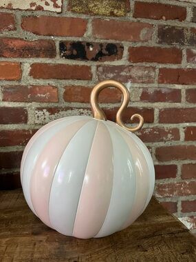 Shimmering Pink & White Decorative Pumpkin